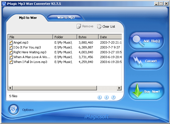 IMagic Mp3 Wav Converter Screenshot